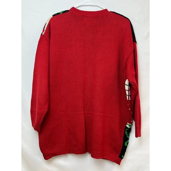 Heirloom Collectables Women's Large Red/Black Long Sleeve Button Front Cardigan - Picture 3 of 5